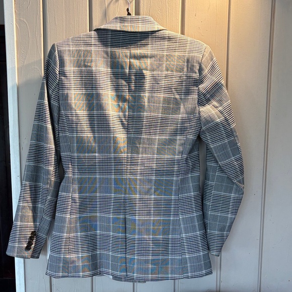 H&M Blue and Gray Plaid Women's Blazer - Picture 3 of 3